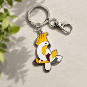 Custom Cockatoo Bird Enamel Keychain – Colorful Parrot Metal Keyring Souvenir