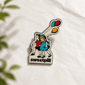 Custom Sweetpill Enamel Lapel Pin – Retro Children Character Metal Badge
